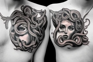 girl with medusa tattoo on chest tattoo idea