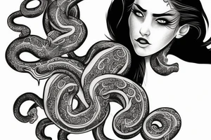 girl with medusa tattoo on chest realism tattoo idea