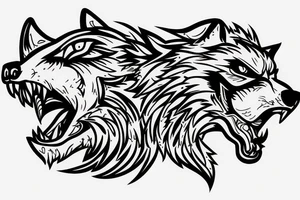 Ferocious angry wolf tattoo idea