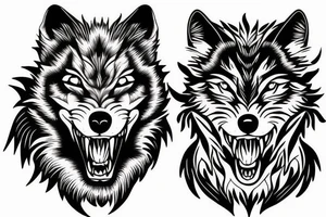 Ferocious angry wolf tattoo idea