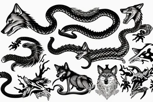 Wolf killing a snake tattoo idea