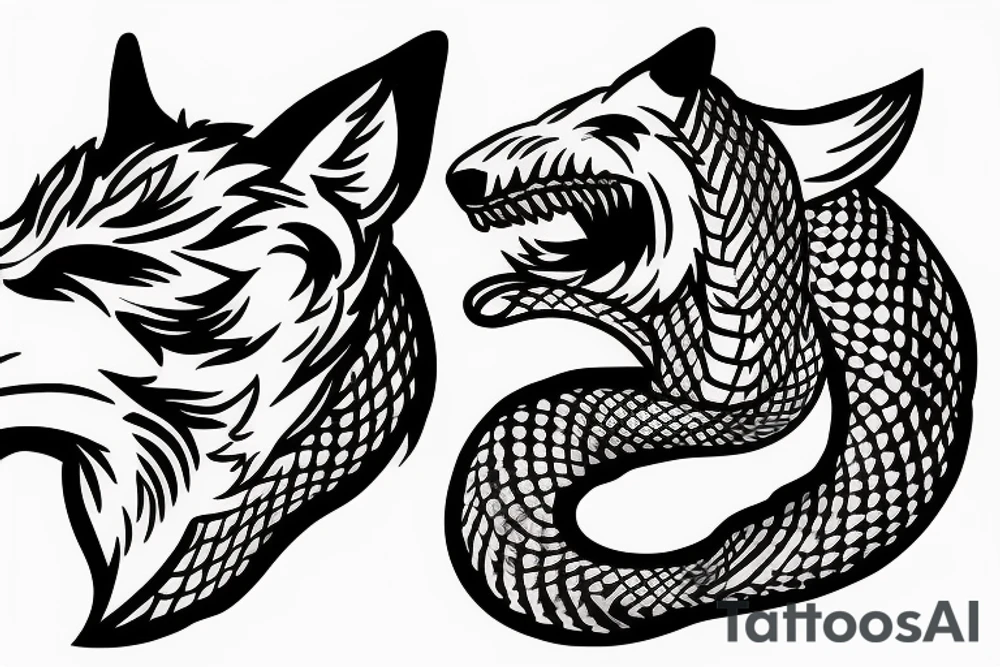 Wolf killing a snake tattoo idea