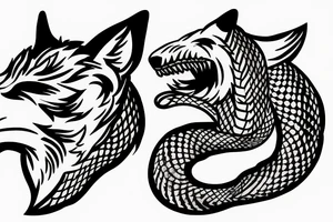 Wolf killing a snake tattoo idea