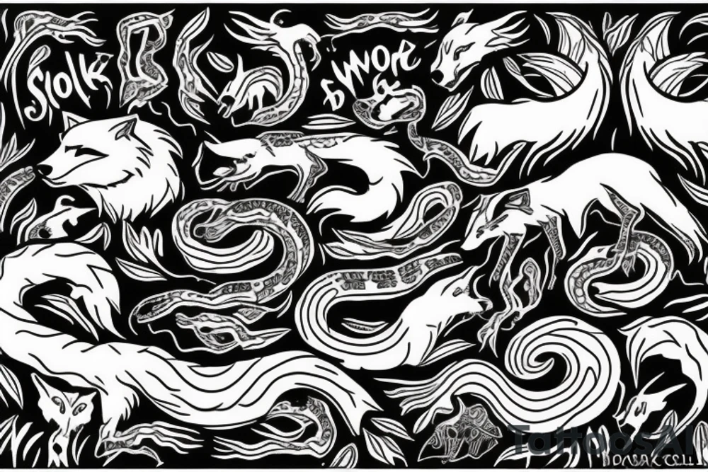 Wolf killing a snake tattoo idea