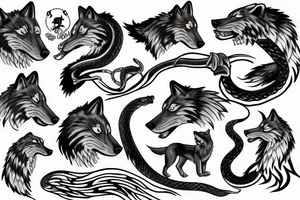 Wolf killing a snake tattoo idea