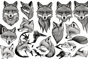 Fox surrounded with wolves tattoo idea