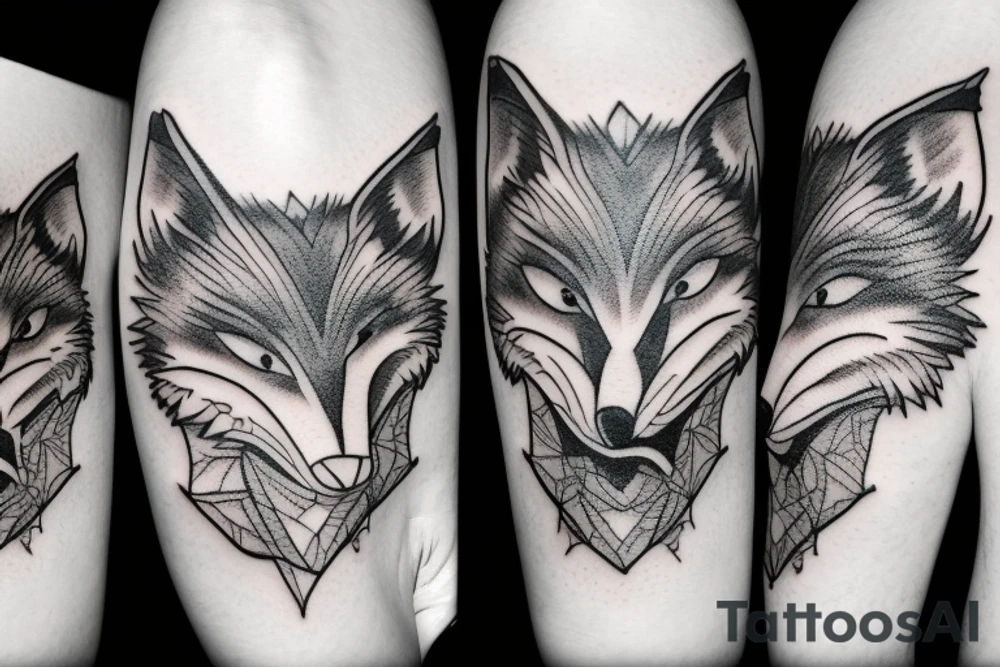 Angry ferocious fox tattoo idea