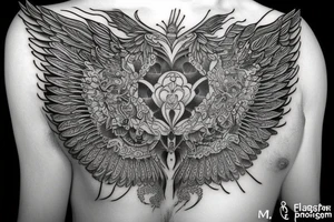 Shpongle with big wide wings tattoo idea