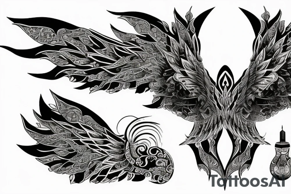 Shpongle with big wide wings tattoo idea