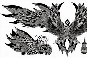 Shpongle with big wide wings tattoo idea