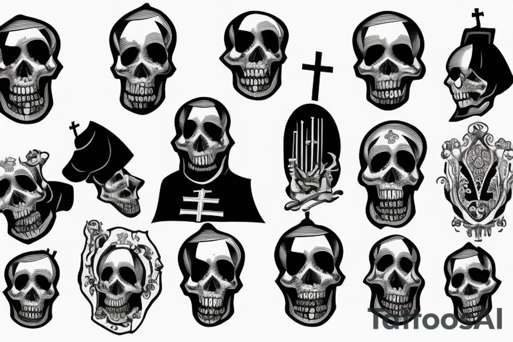 An evil catholic bishop skeleton tattoo idea