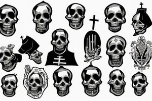 An evil catholic bishop skeleton tattoo idea