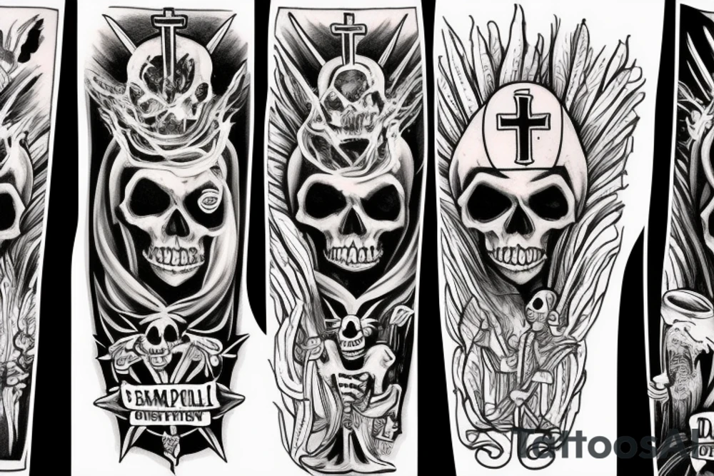 An evil catholic bishop skeleton tattoo idea