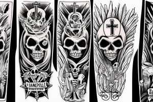 An evil catholic bishop skeleton tattoo idea