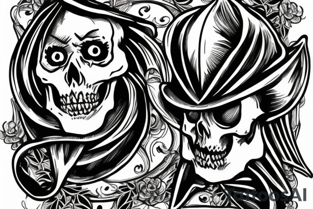 evil skeleton wearing a mitre tattoo idea