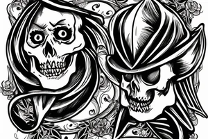 evil skeleton wearing a mitre tattoo idea