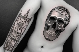 skull wearing a mitre tattoo idea