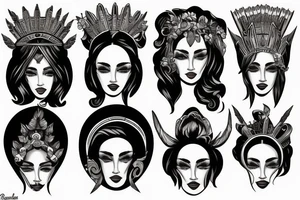Mitre head dress tattoo idea