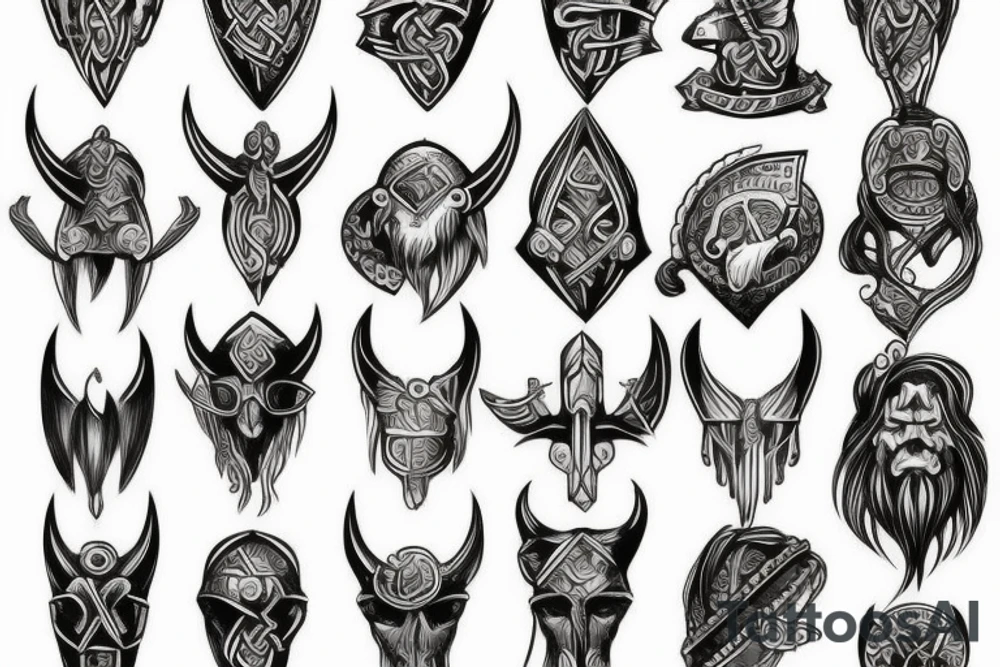Viking head dress tattoo idea