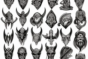Viking head dress tattoo idea