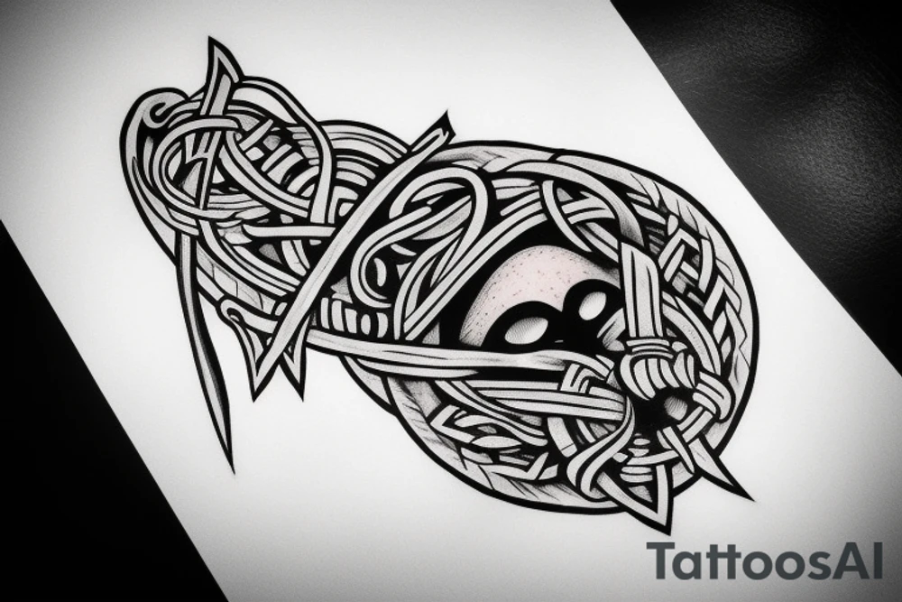 Viking head dress tattoo idea