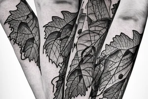 a street lamp, like those that were in the days of young St. Petersburg in Russia, inside of which water splashes, and the lamp is wrapped in vines of grapes and grape leaves tattoo idea