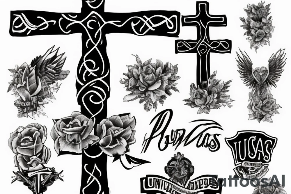 cross with the word Unitas tattoo idea