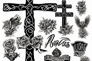 cross with the word Unitas tattoo idea
