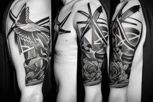 cross with seagulls around it tattoo idea