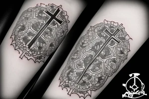 cross with seagulls around it tattoo idea