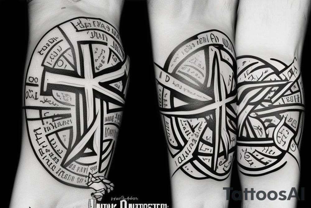 A cross with a seagull on top of it and the word Unitas below it tattoo idea