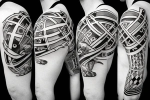 A cross with a seagull on top of it tattoo idea