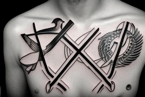 A cross with a seagull on top of it tattoo idea