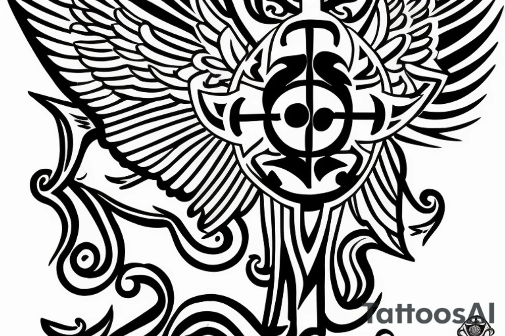 A cross with a seagull on top of it tattoo idea A cross with a seagull on top of it tattoo idea