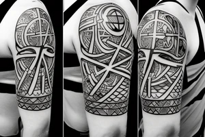 A cross with a seagull on top of it tattoo idea