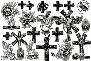 A cross with a seagull tattoo idea