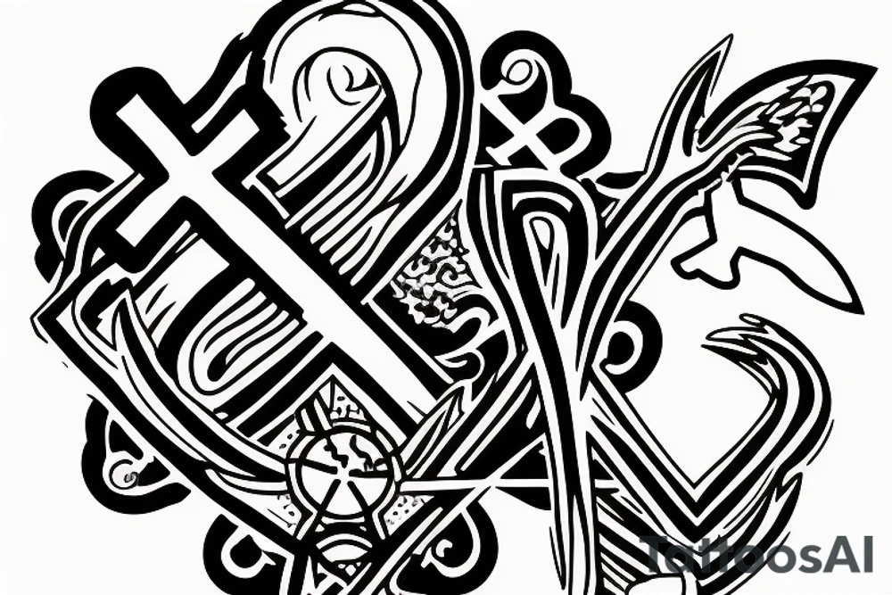 A cross with a seagull tattoo idea
