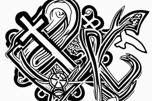 A cross with a seagull tattoo idea
