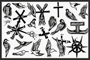 A cross with a seagull tattoo idea