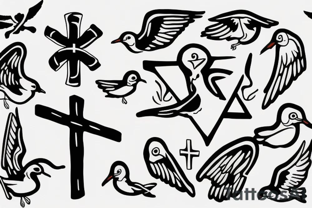 A cross with a seagull tattoo idea