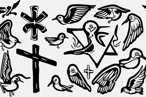 A cross with a seagull tattoo idea