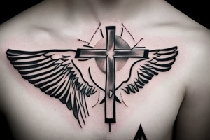 A cross with a seagull next to it tattoo idea