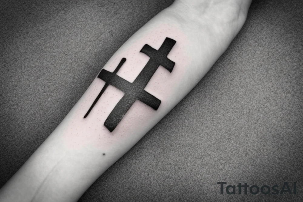 A cross with a seagull next to it tattoo idea