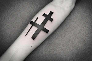 A cross with a seagull next to it tattoo idea