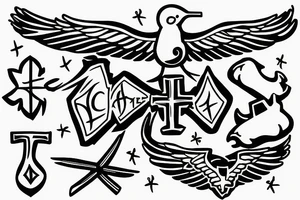 A cross with a seagull next to it tattoo idea