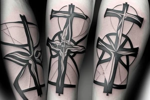 A cross with a seagull next to it tattoo idea