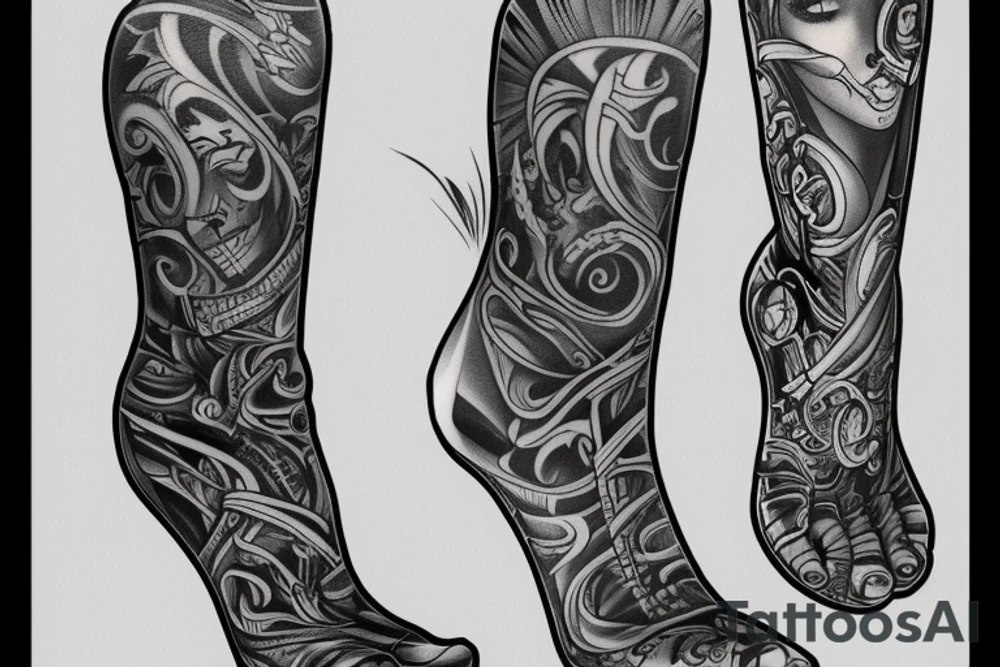 Wraps down the leg book tattoo tattoo idea