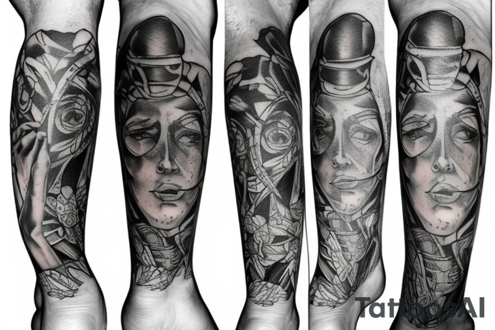 Wraps down the leg book tattoo tattoo idea