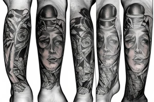 Wraps down the leg book tattoo tattoo idea