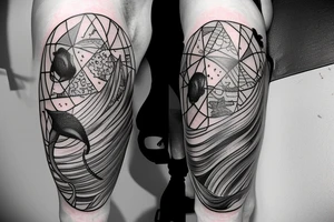 Leg tattoo with sea animals
Fine line tattoo idea